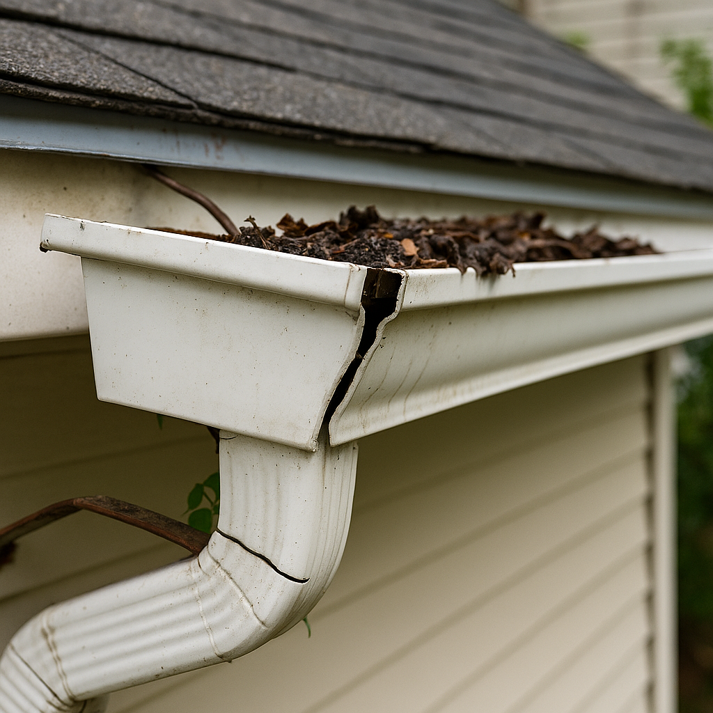 cracked guttering